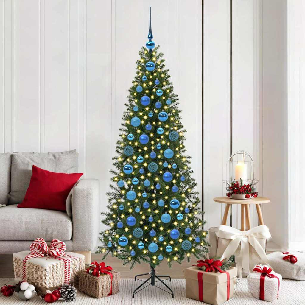 vidaXL Weihnachtskugel-Set mit 300 LEDs 120 pcs Blau Kunststoff