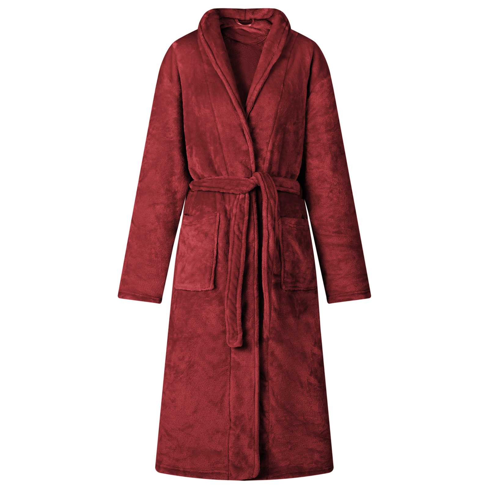 vidaXL Bademantel ohne Kapuze Bordeauxrot XL Flanell