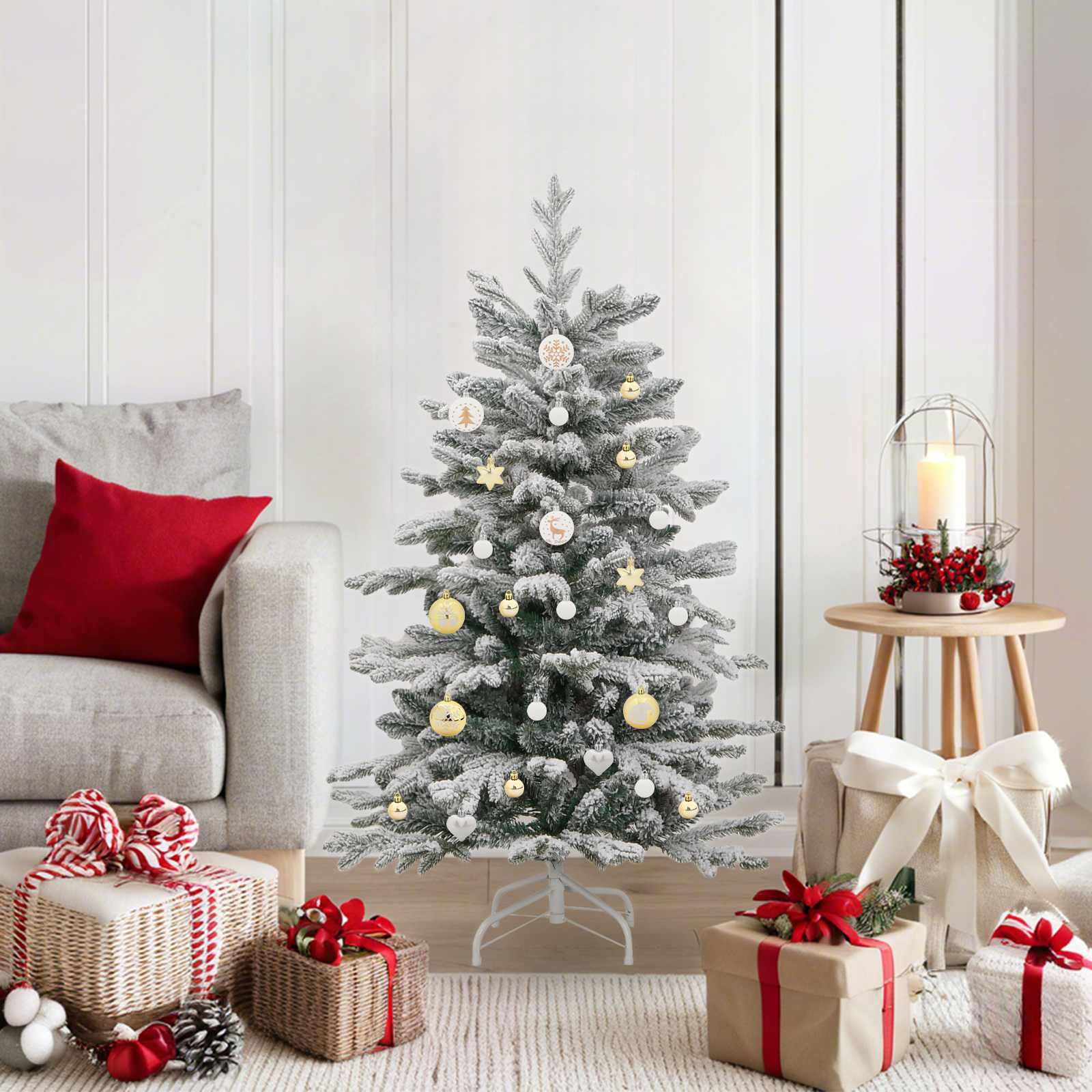 vidaXL Weihnachtskugel-Set 40 pcs Weiß und Gold Kunststoff