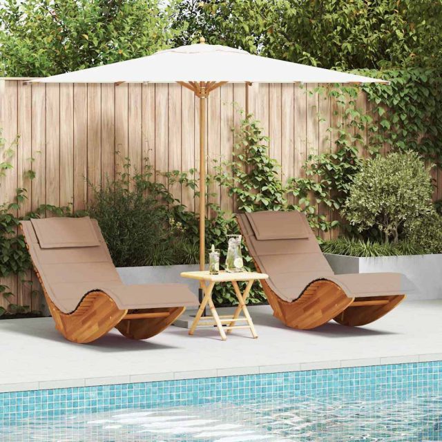 vidaXL Sonnenliege mit Kissen 2-Person 2 pcs Braun Massivholz Akazie