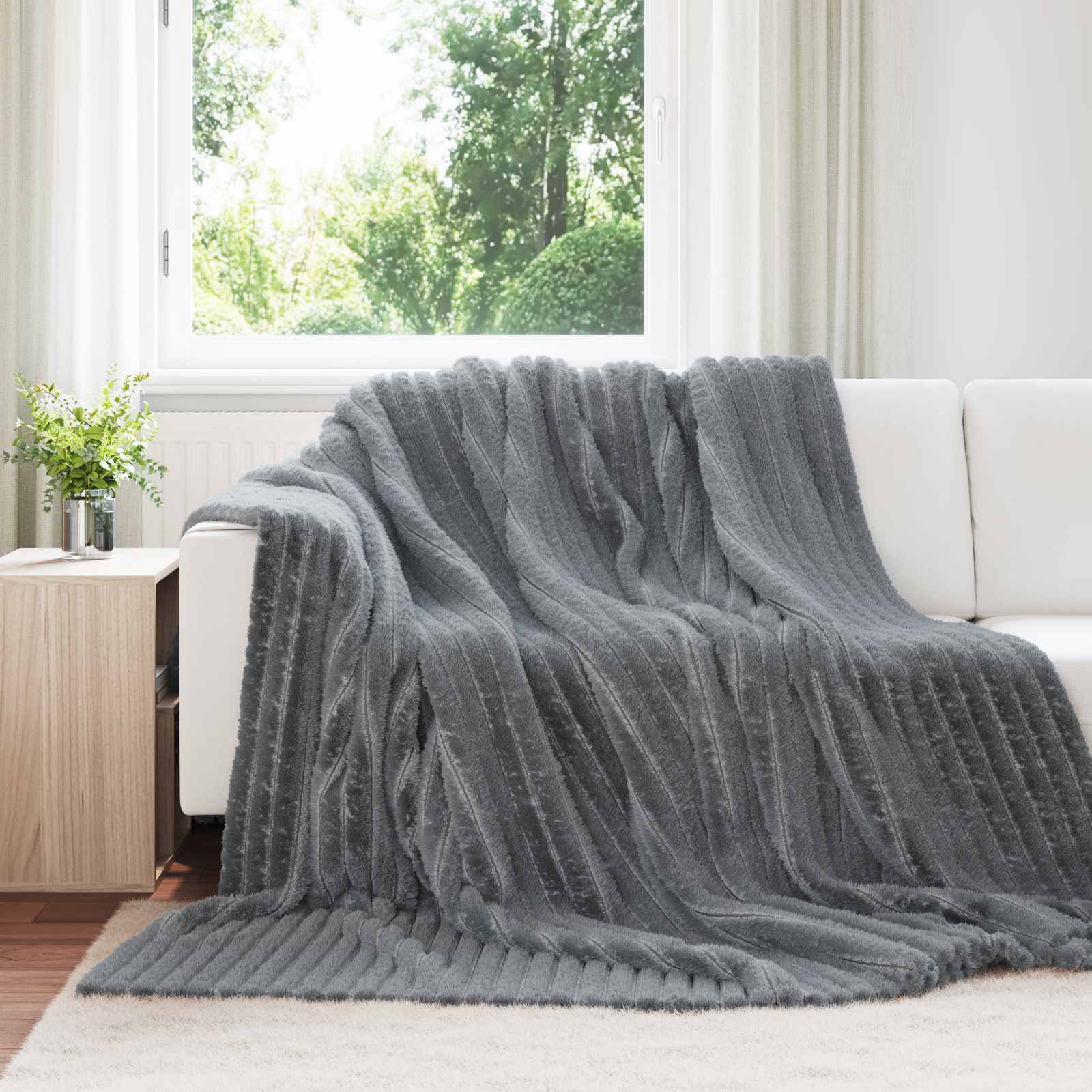 vidaXL Wohndecken 6 pcs Dunkelgrau 270 x 240 cm Fleece