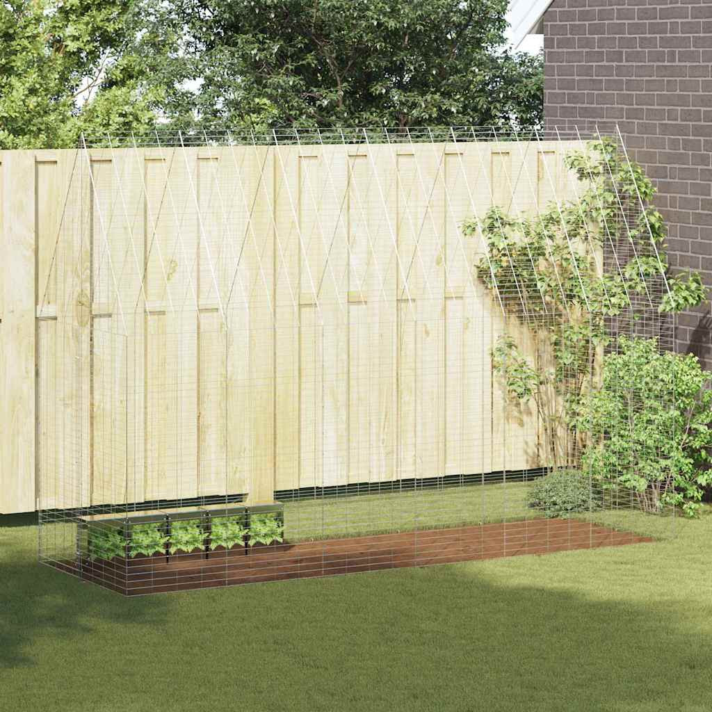 vidaXL Hasenkäfig Silber 300 x 100 x 210 cm Verzinkter Stahl