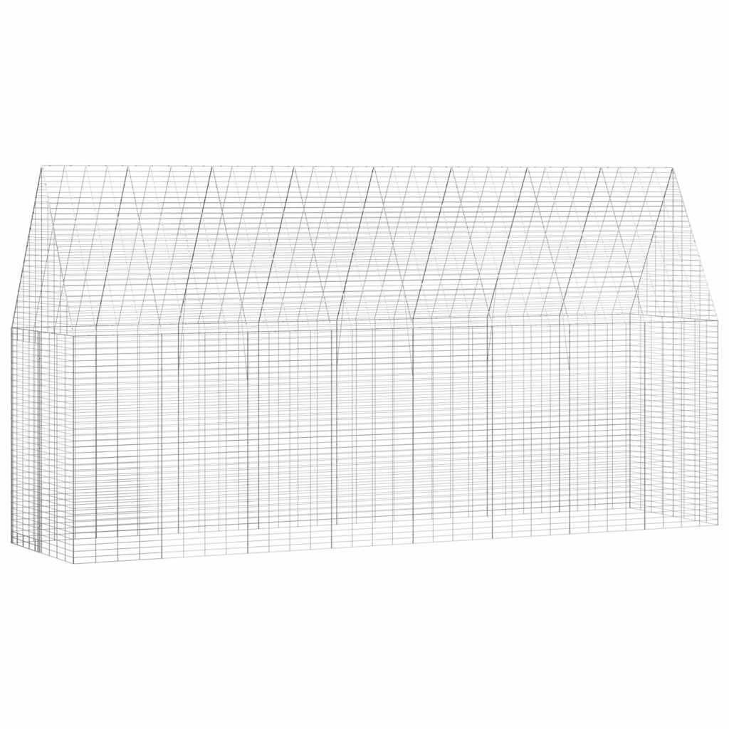 vidaXL Hasenkäfig Silber 400 x 100 x 210 cm Verzinkter Stahl