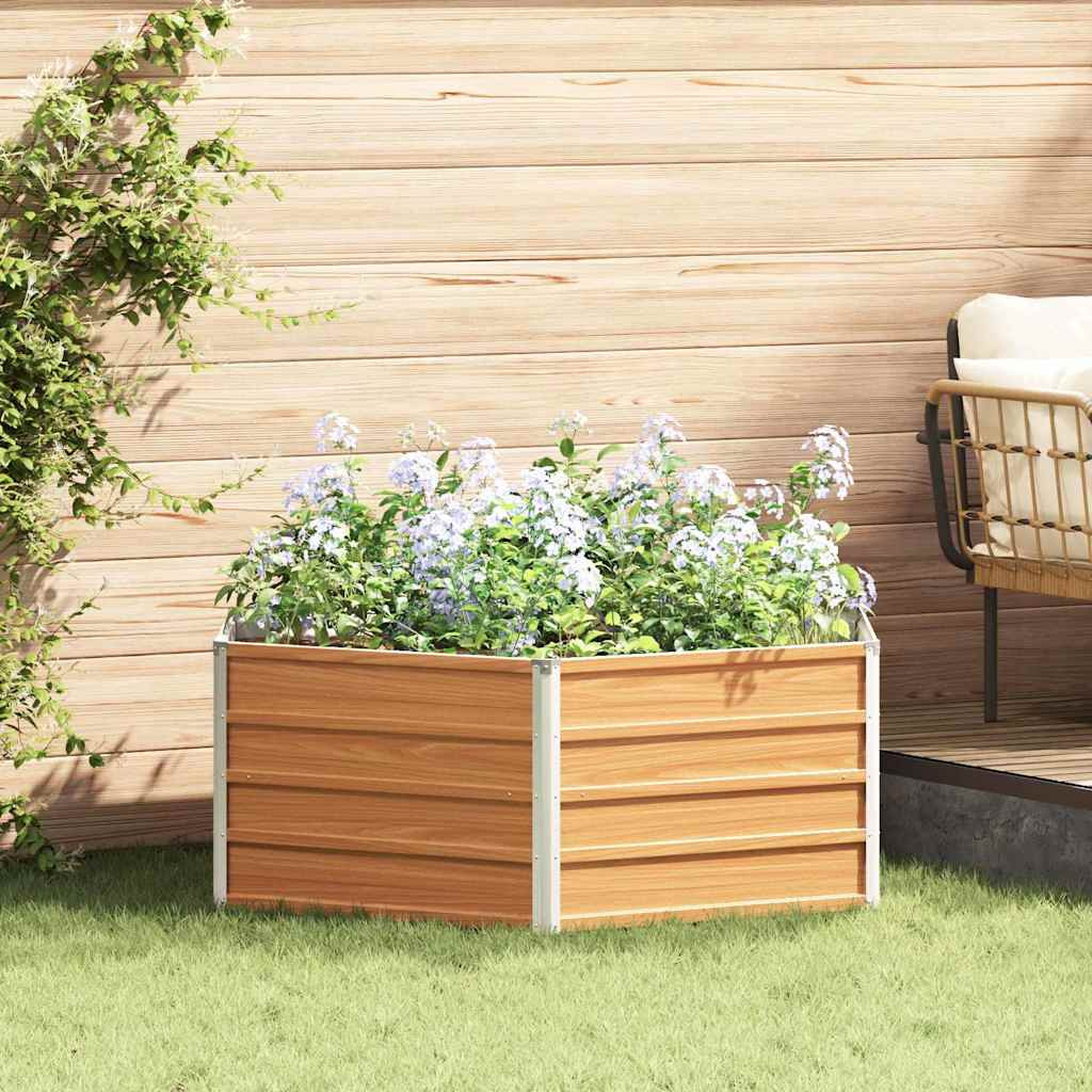 vidaXL Hochbeet im Garten Holzoptik 129 x 129 x 45 cm Verzinkter Stahl
