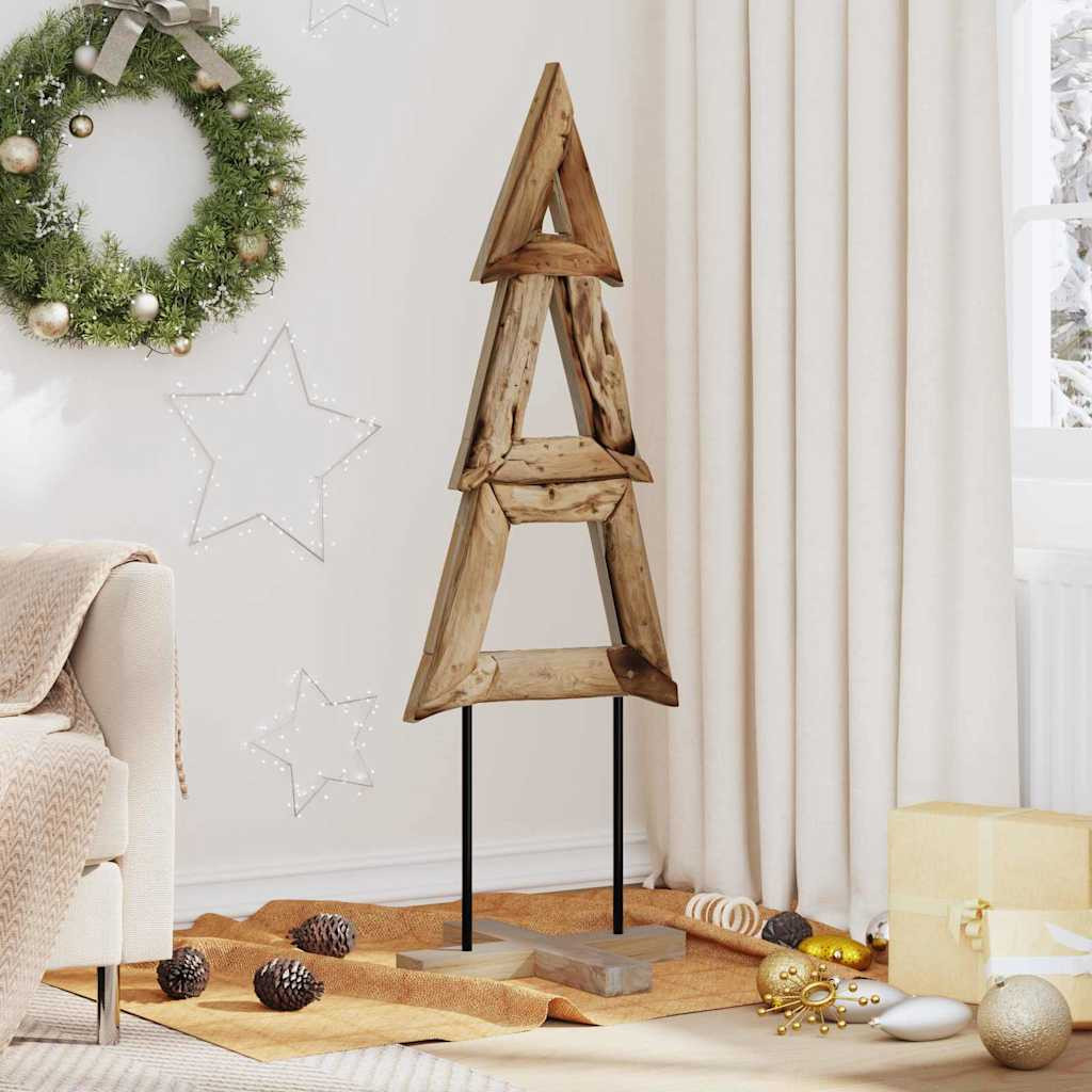 vidaXL Weihnachtsbaum mit Ständer Braun 120 cm Massivholz Teak