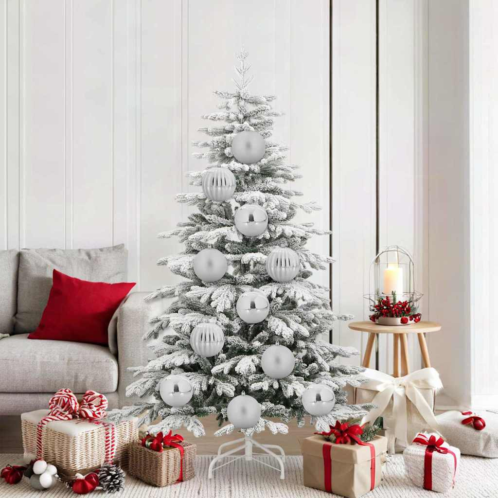 vidaXL Weihnachtskugeln Set XL 9 pcs Silber Ø 15 cm Kunststoff LEDs