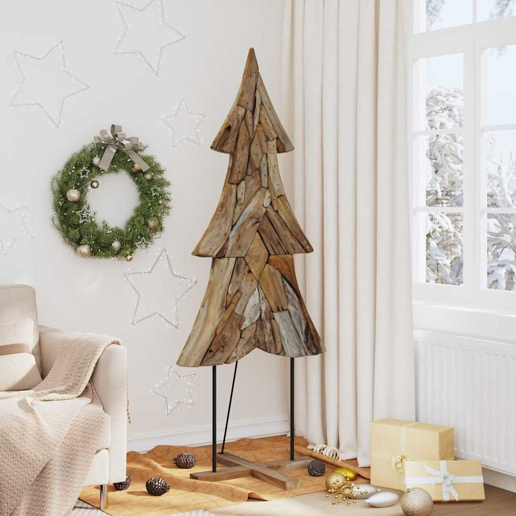 vidaXL Weihnachtsbaum mit Ständer Braun 181,5 cm Massivholz Teak