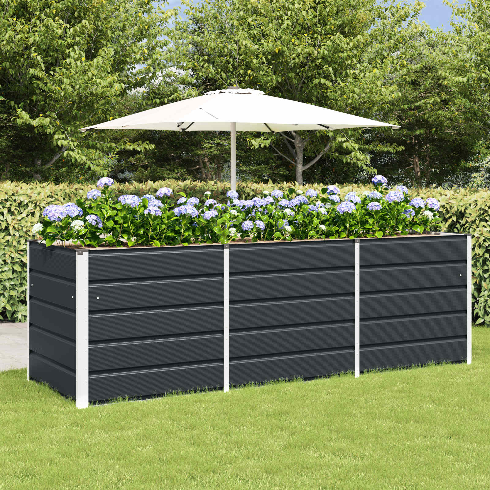 vidaXL Pflanzkübel Anthrazit 240 x 80 x 75 cm Stahl
