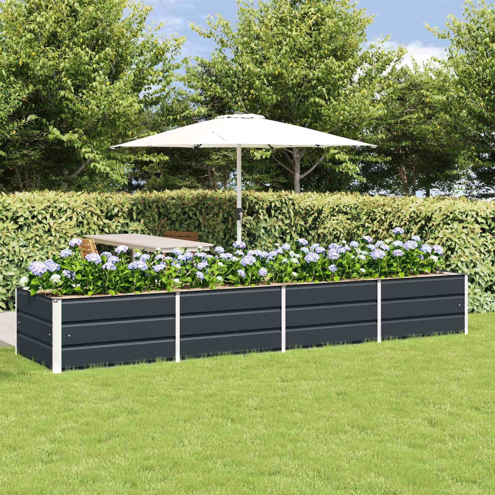 vidaXL Pflanzkübel Anthrazit 320 x 80 x 45 cm Stahl