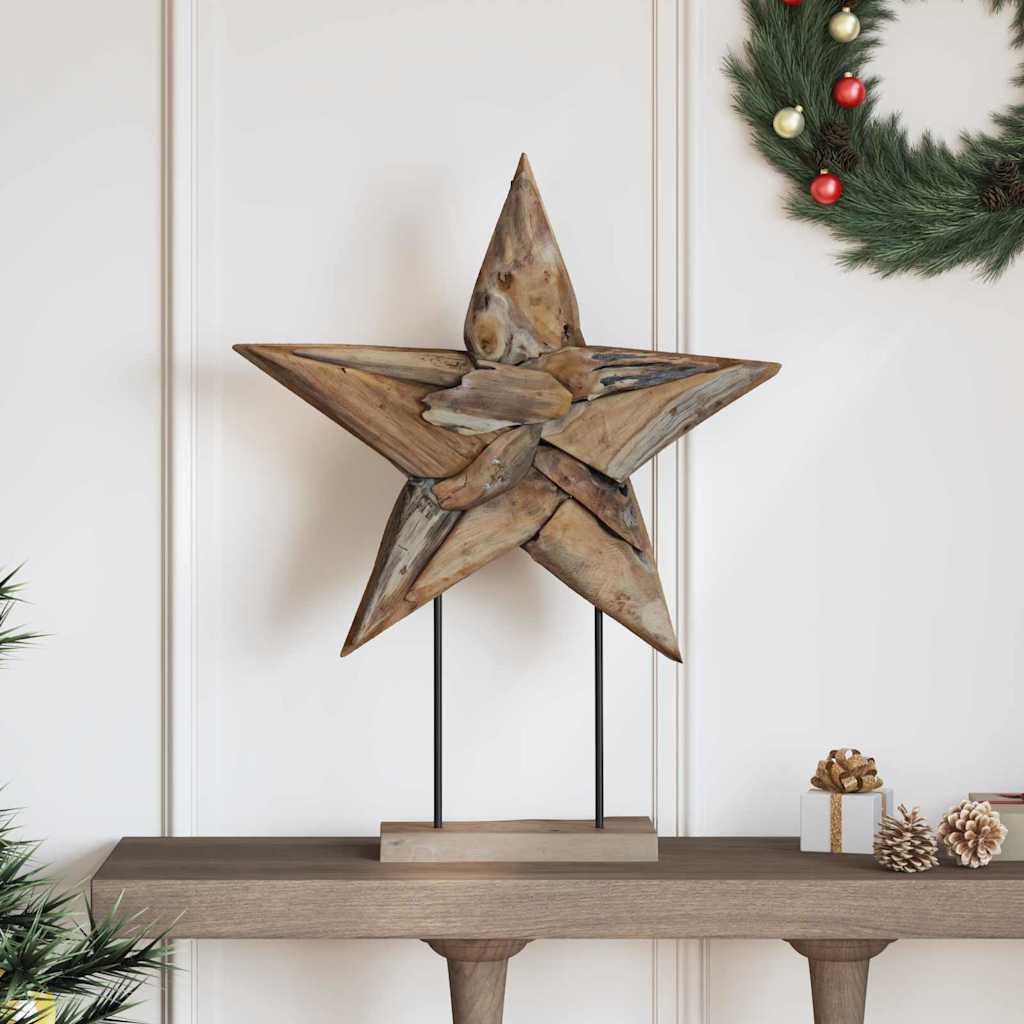 vidaXL Weihnachtsstern Braun 59,5 x 18 x 74 cm Massivholz Teak