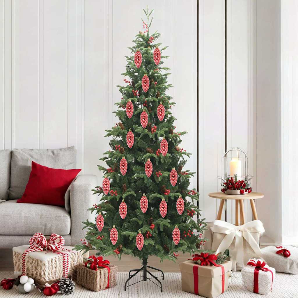 vidaXL Weihnachts-Tannenzapfen Ball 40 pcs Rot Kunststoff