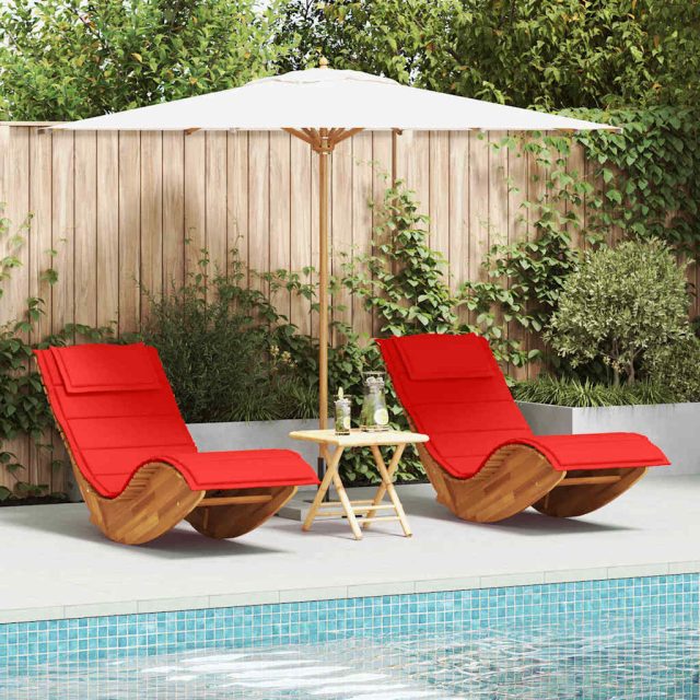 vidaXL Sonnenliege mit Kissen 2-Person 2 pcs Braun Massivholz Akazie