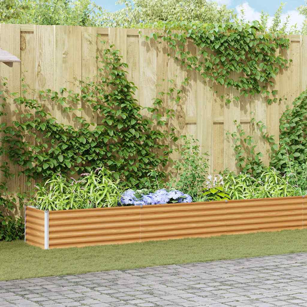 vidaXL Hochbeet Hellbraun 1164 x 50 x 36 cm Verzinkter Stahl