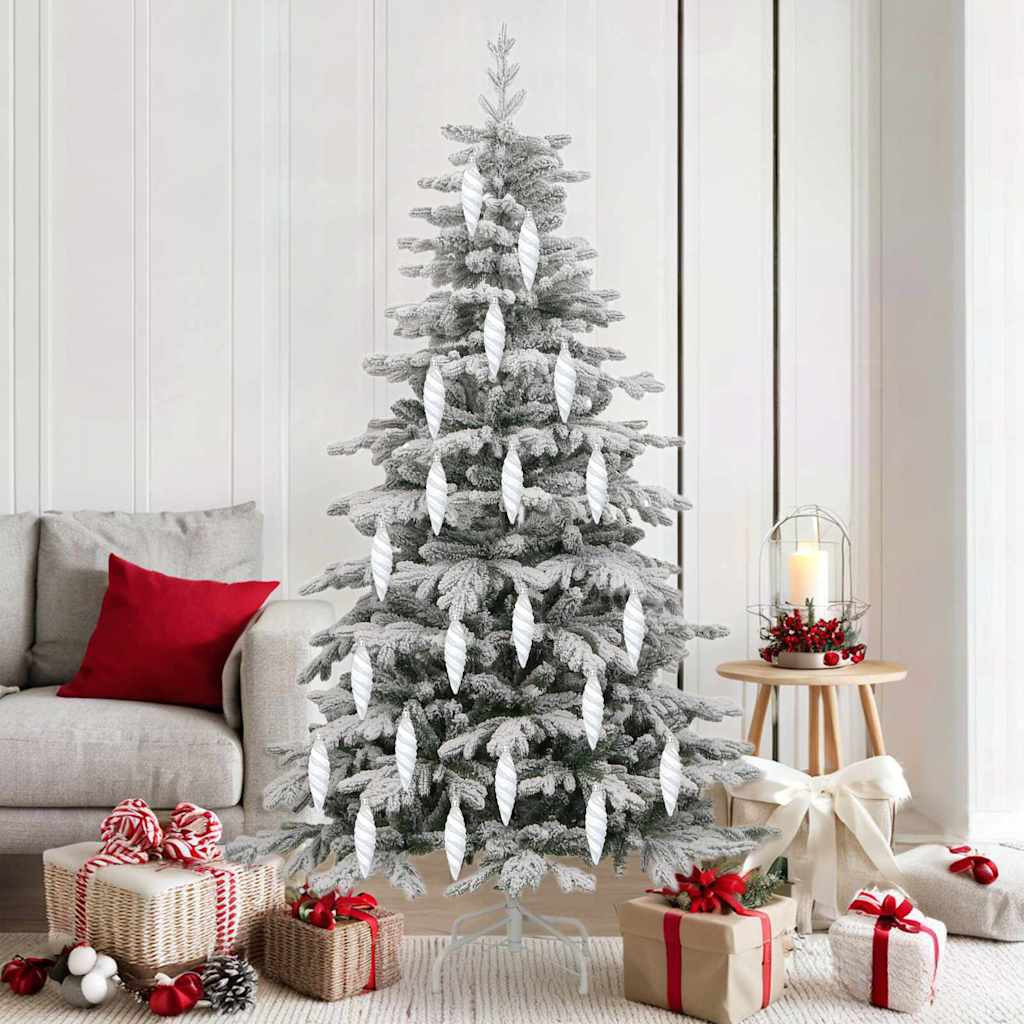 vidaXL Weihnachtliche Spiralenform Kugel 40 pcs Weiß Kunststoff