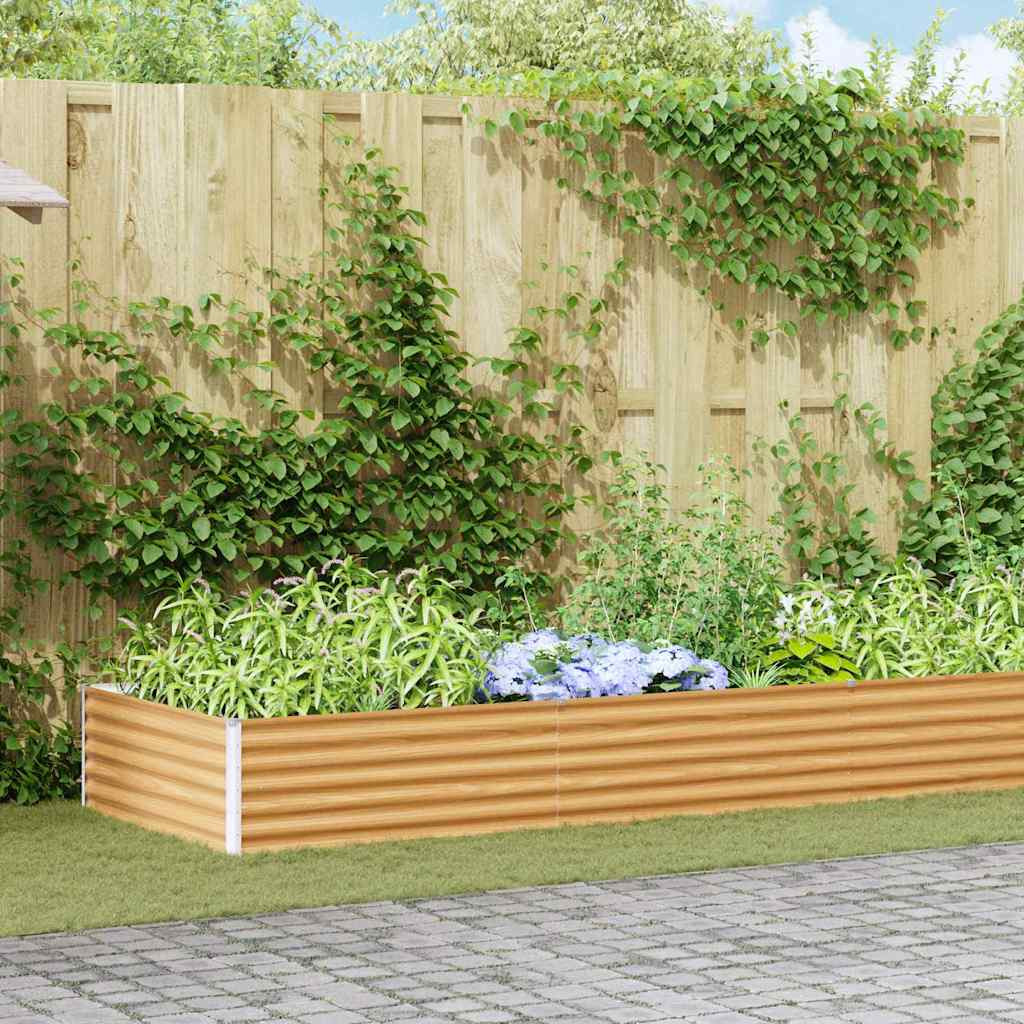 vidaXL Hochbeet Hellbraun 485 x 100 x 36 cm Verzinkter Stahl