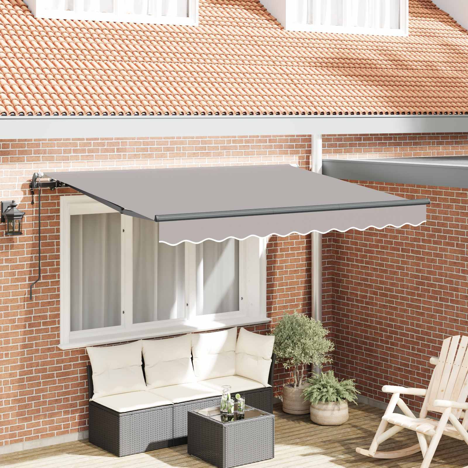 vidaXL Einziehbare Markise Hellgrau 300 x 200 cm Stoff