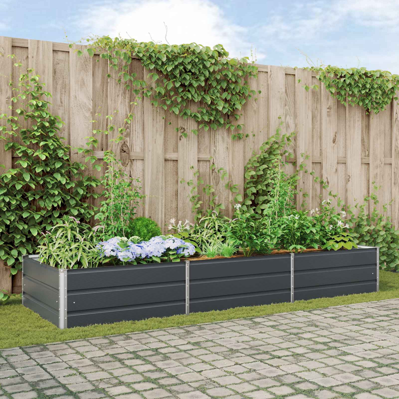 vidaXL Pflanzkübel Anthrazit 290 x 100 x 45 cm Verzinkter Stahl