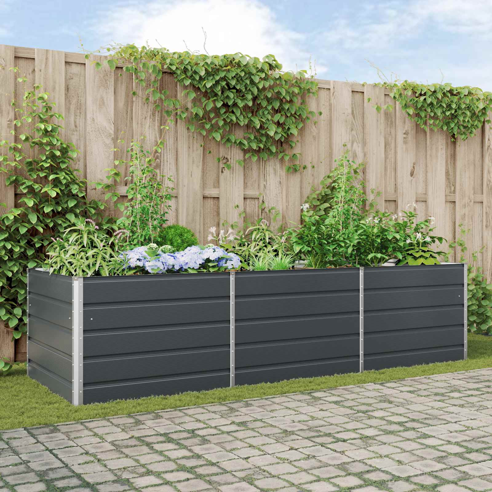 vidaXL Pflanzkübel Anthrazit 290 x 100 x 75 cm Verzinkter Stahl