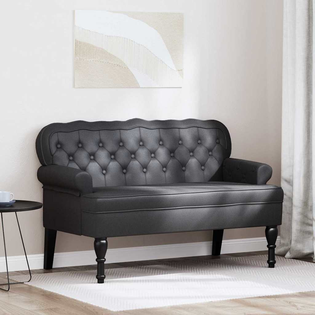 vidaXL Chesterfield Bank Schwarz 119,5 x 64,5 x 75 cm Kunstleder