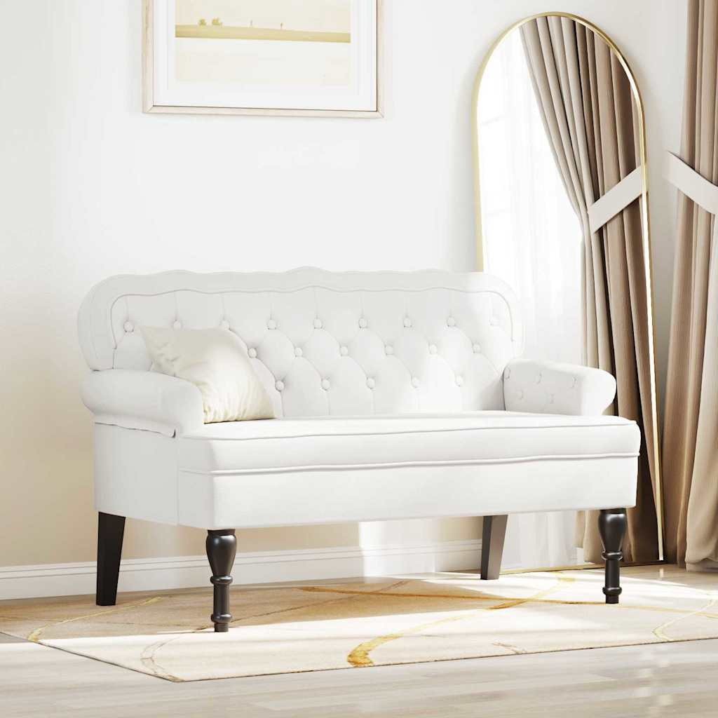 vidaXL Chesterfield Bank Weiß 119,5 x 64,5 x 75 cm Kunstleder