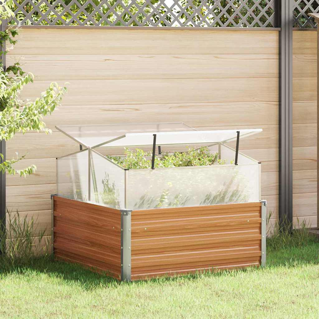 vidaXL Gartenpflanzer mit Gewächshaus Hellbraun 100 x 100 x 77 cm