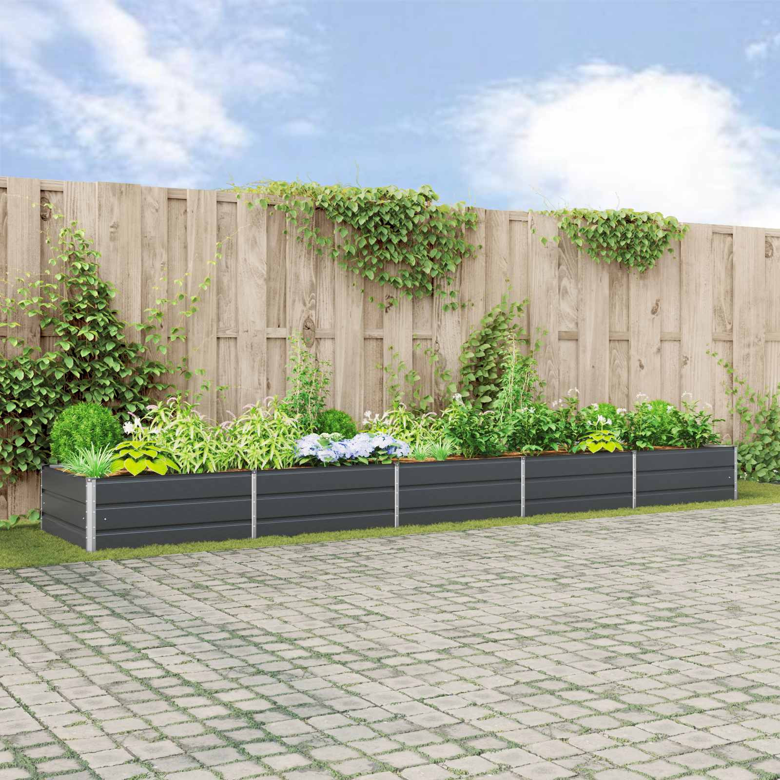 vidaXL Pflanzkübel Anthrazit 480 x 100 x 45 cm Verzinkter Stahl