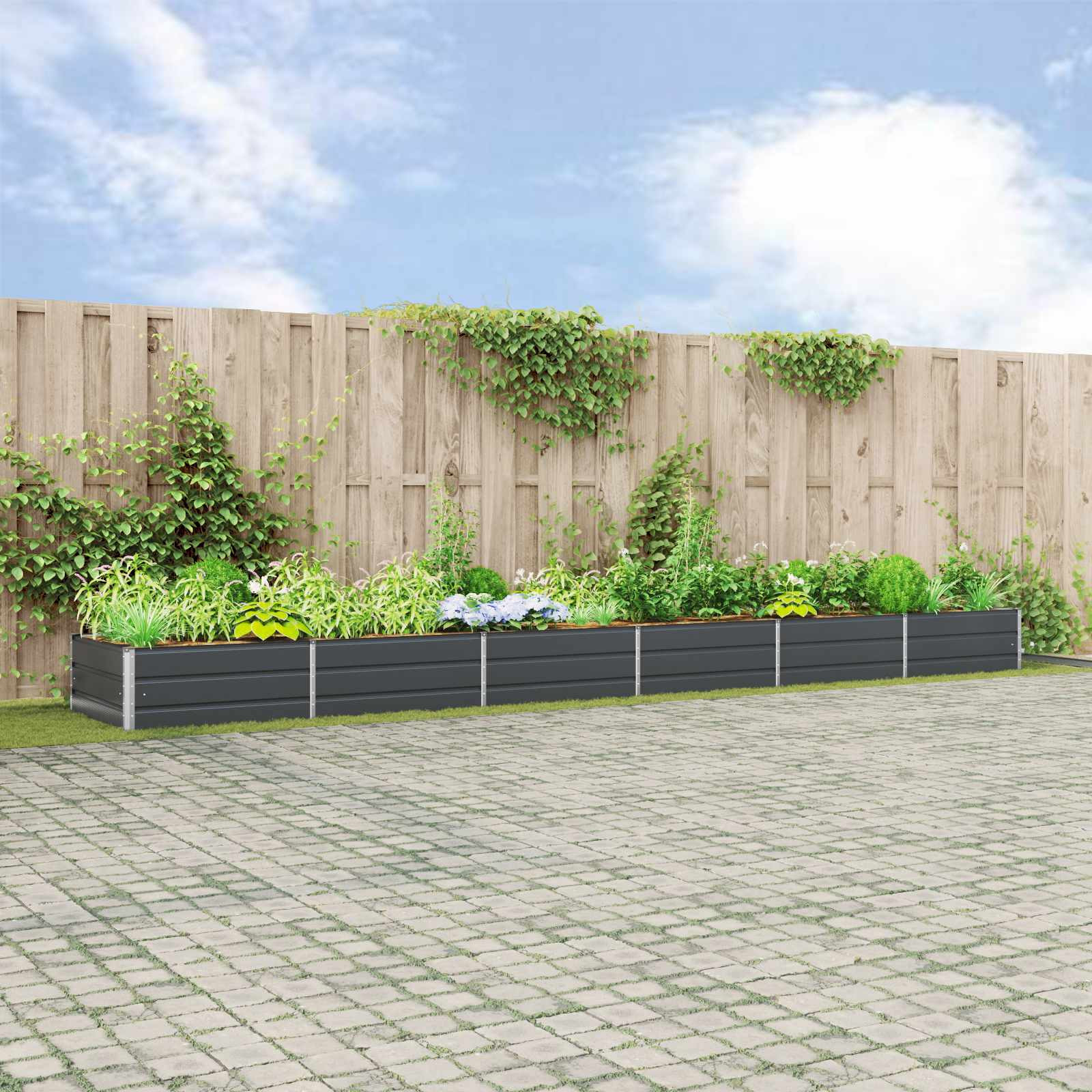 vidaXL Pflanzkübel Anthrazit 580 x 100 x 45 cm Verzinkter Stahl