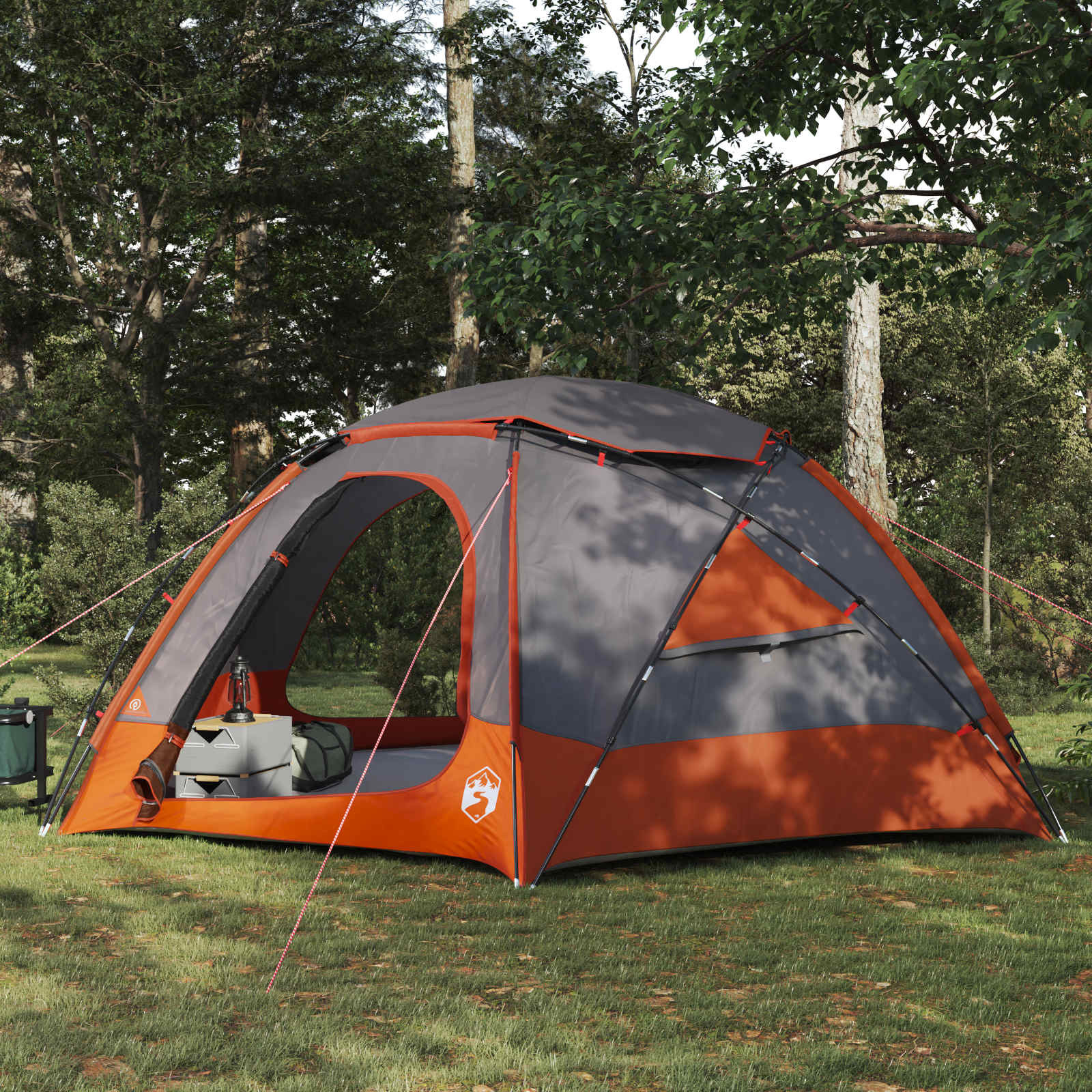 vidaXL Kuppelzelt mit abnehmbarem Regenfly Grau und Orange 8-Personen
