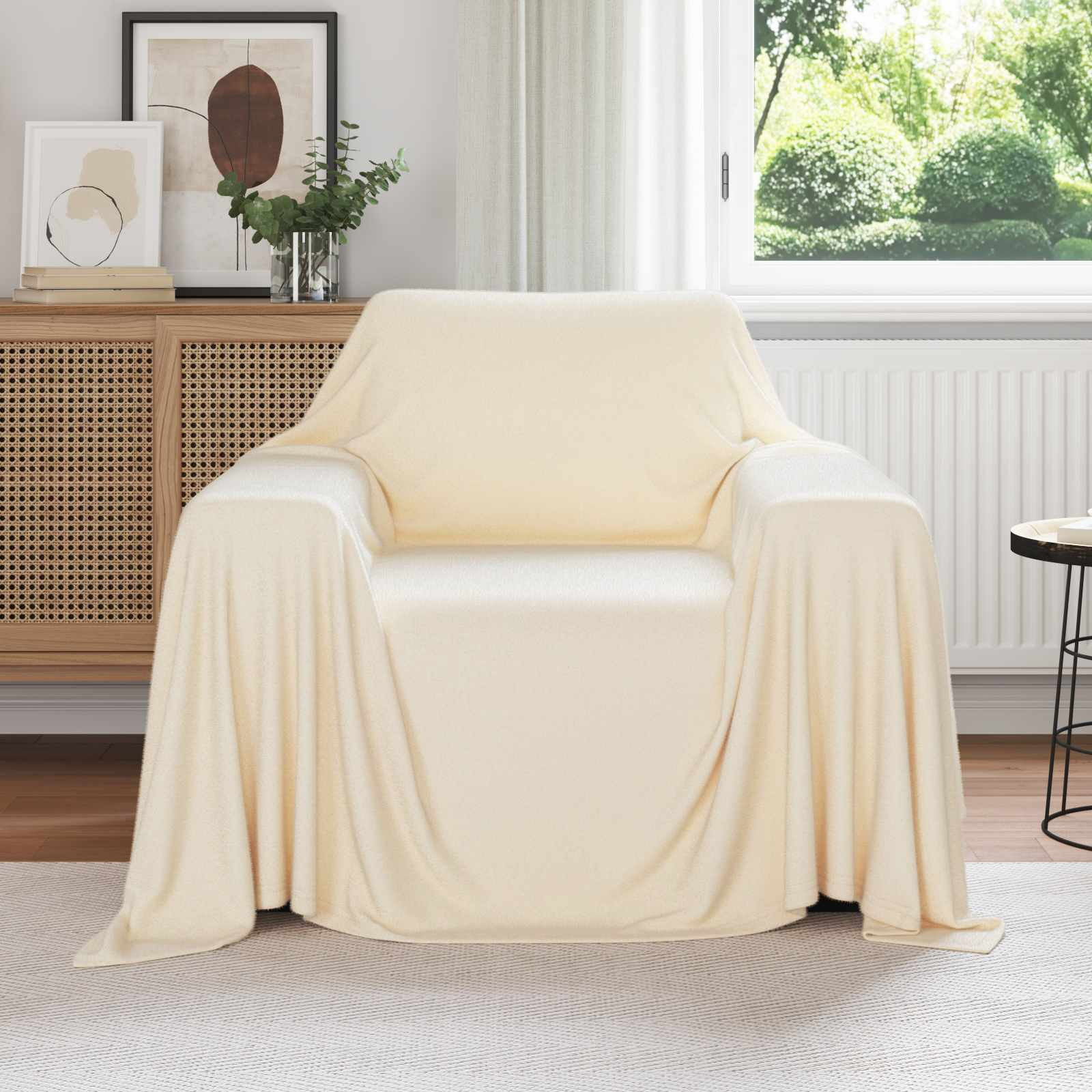 vidaXL Überwurfdecke Creme 210 x 140 cm Fleece
