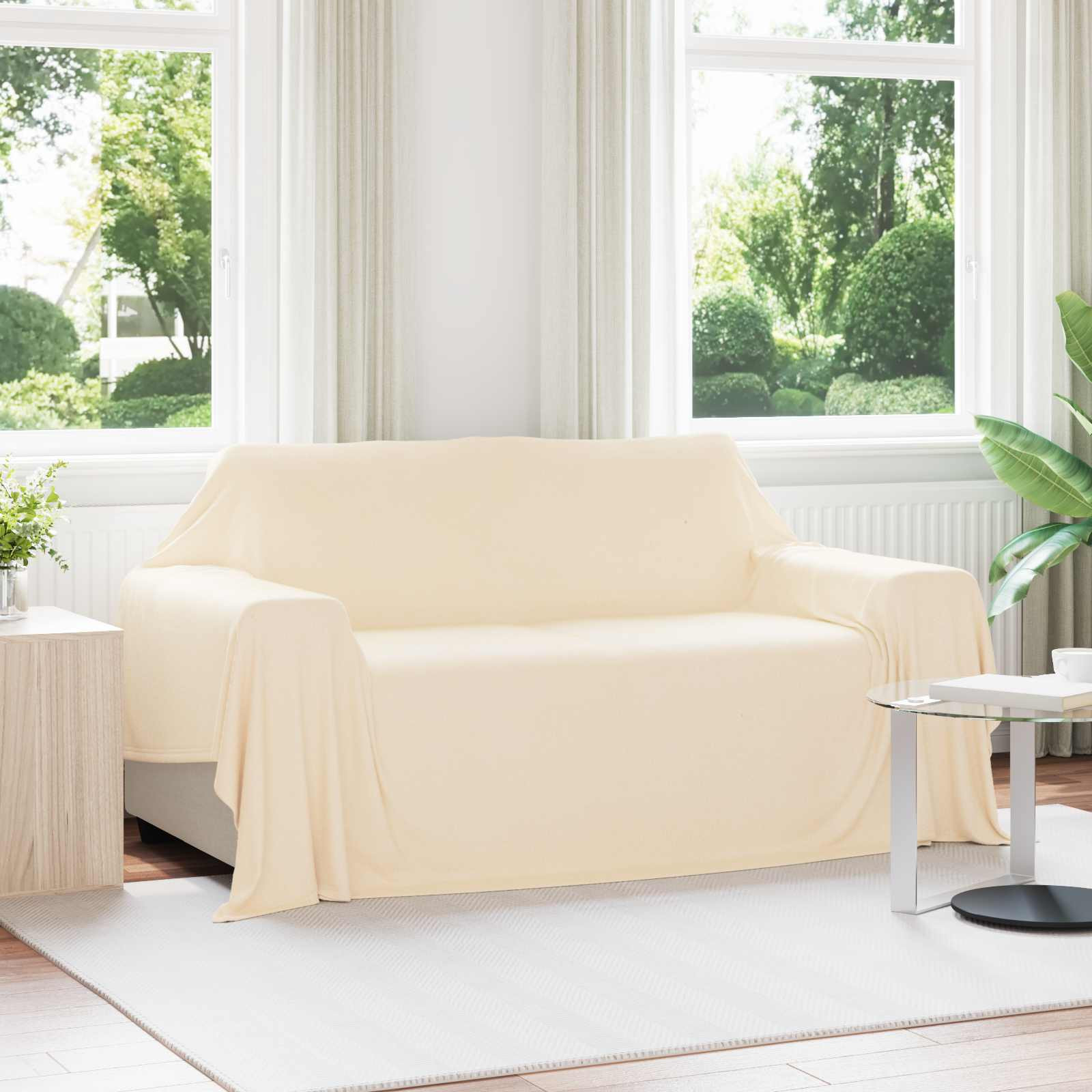 vidaXL Überwurfdecke Creme 280 x 210 cm Fleece