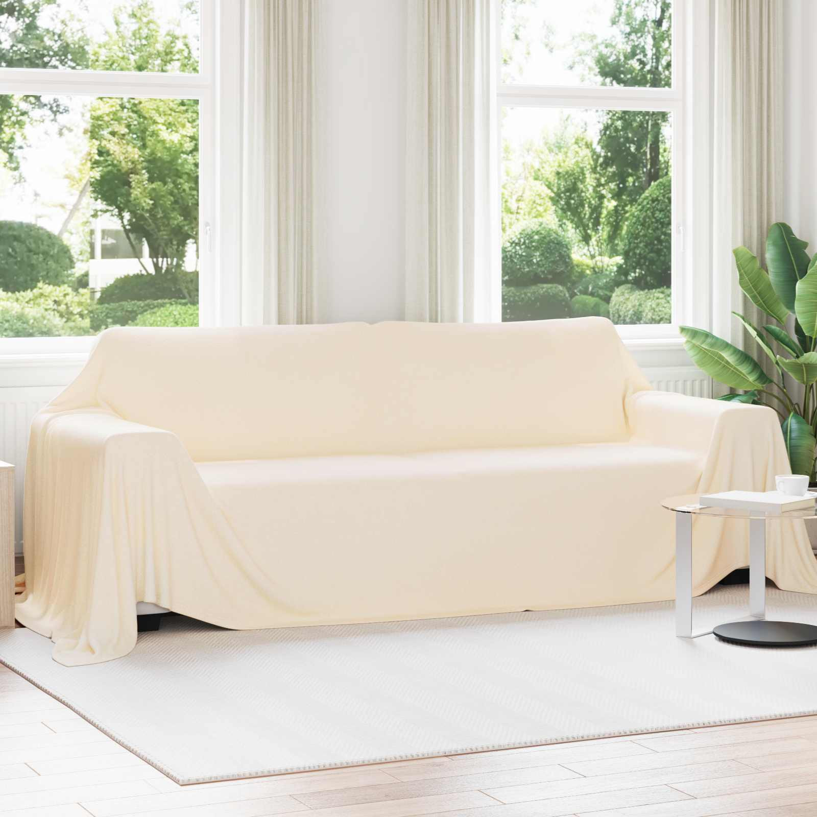 vidaXL Überwurfdecke Creme 350 x 270 cm Fleece