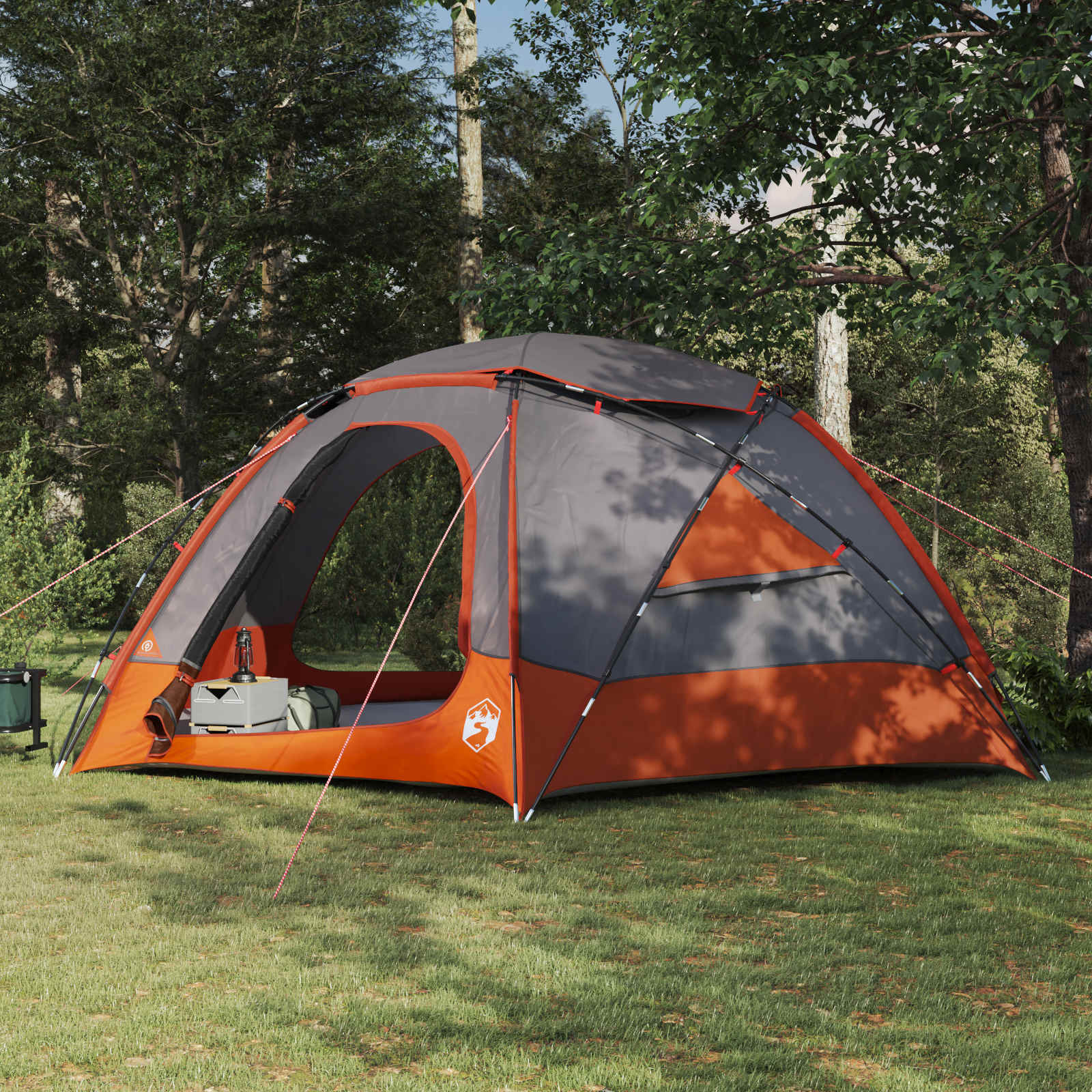 vidaXL Kuppelzelt mit abnehmbarem Regenfly Grau und Orange 12-Personen