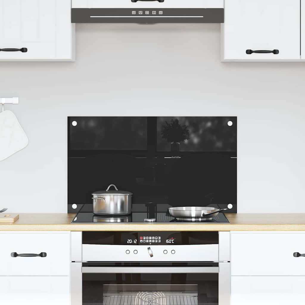 vidaXL Küchenrückwand Schwarz 70 x 40 cm Gehärtetes Glas
