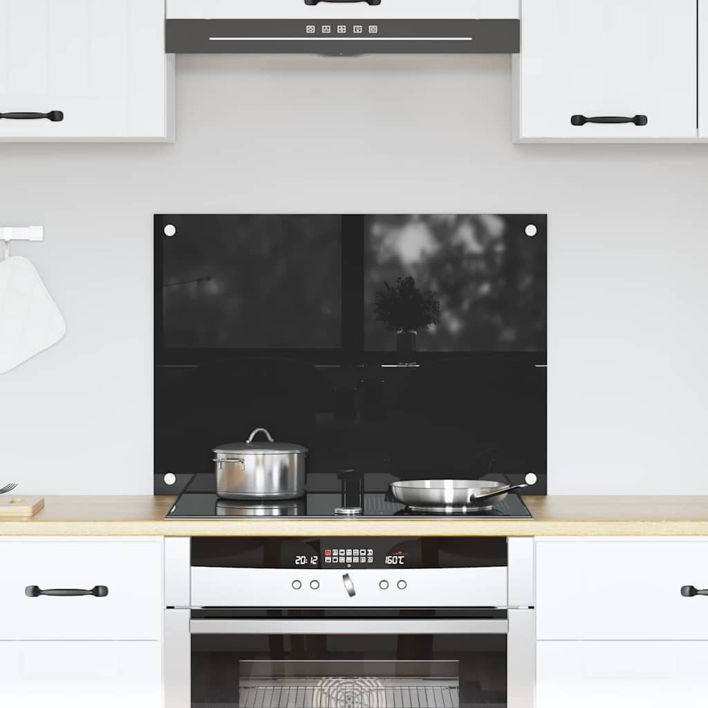 vidaXL Küchenrückwand Schwarz 70 x 50 cm Gehärtetes Glas