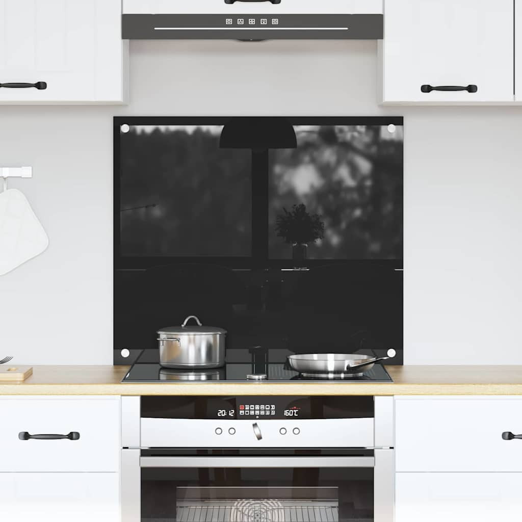 vidaXL Küchenrückwand Schwarz 70 x 60 cm Gehärtetes Glas
