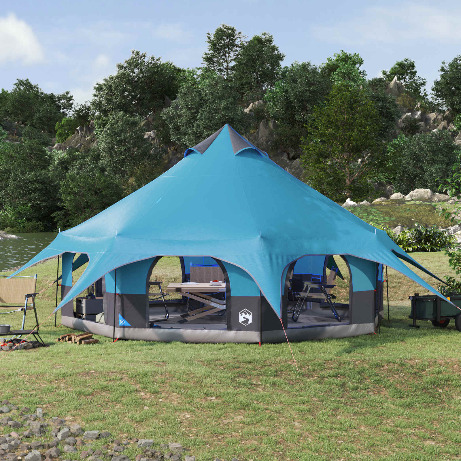 vidaXL Familienzelt Blau 10 Personen