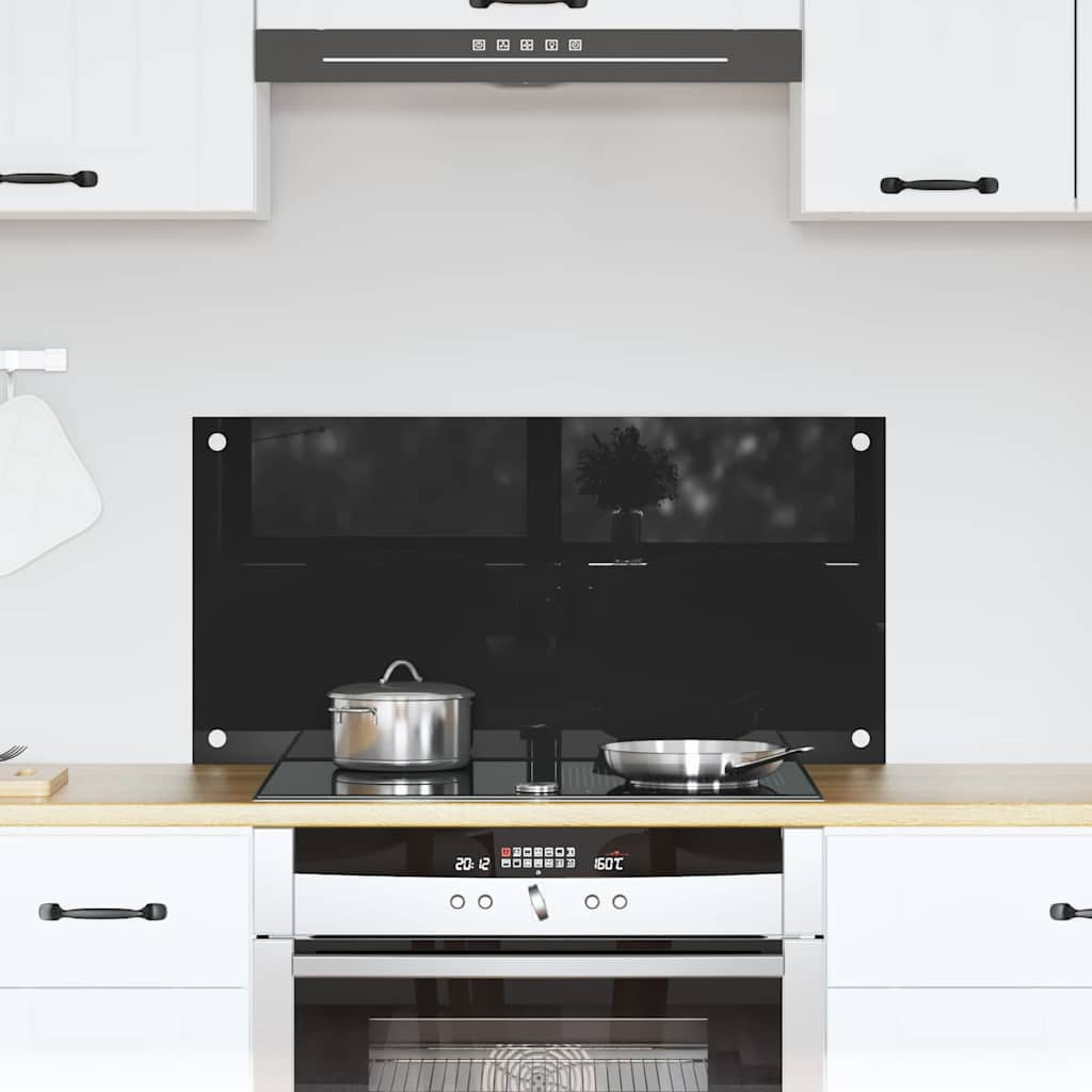vidaXL Küchenrückwand Schwarz 80 x 40 cm Gehärtetes Glas