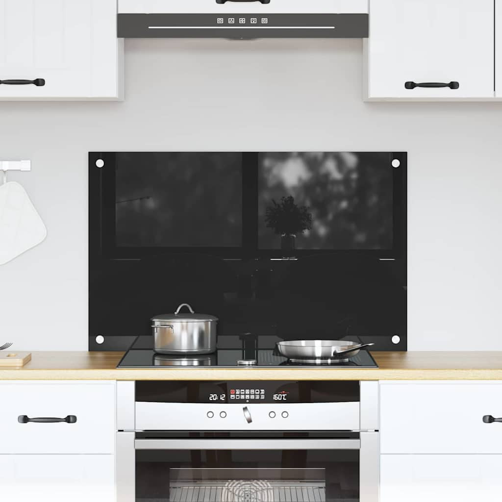 vidaXL Küchenrückwand Schwarz 80 x 50 cm Gehärtetes Glas