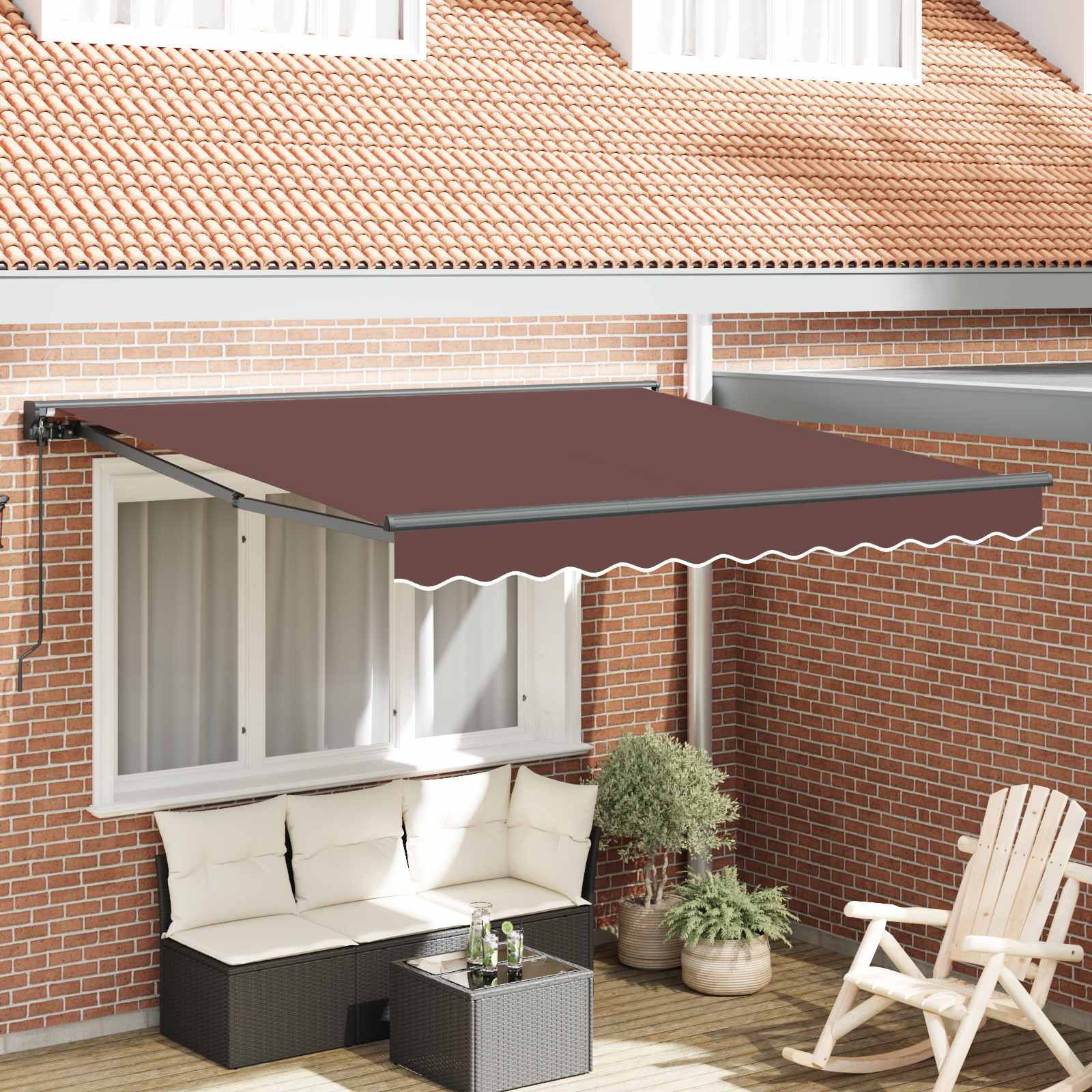 vidaXL Markisenrahmen Braun 300 x 250 cm Polyester mit PU-Beschichtung