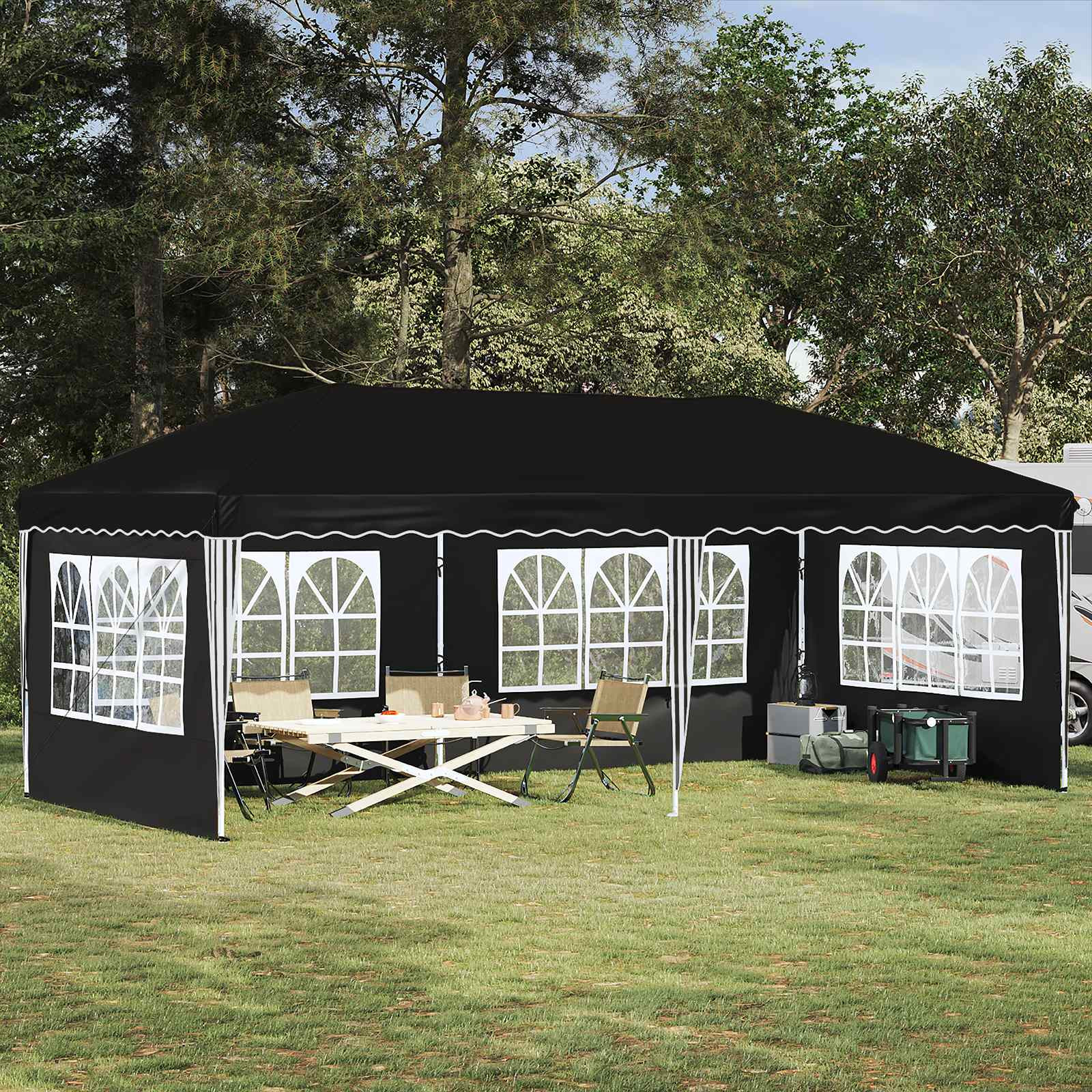 vidaXL Pop-up Partyzelt 575 x 289 x 245 cm Schwarz
