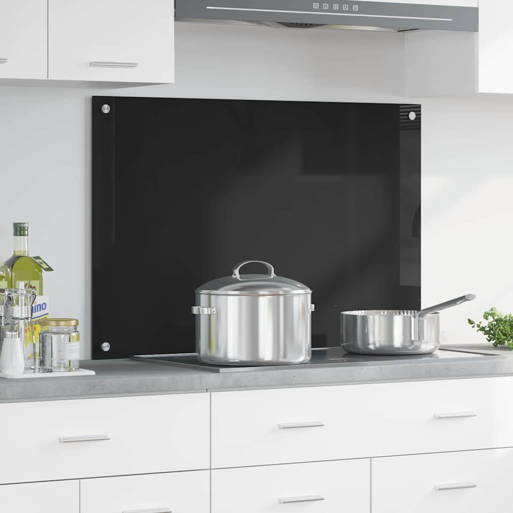 vidaXL Küchenrückwand Schwarz 90 x 60 cm Gehärtetes Glas
