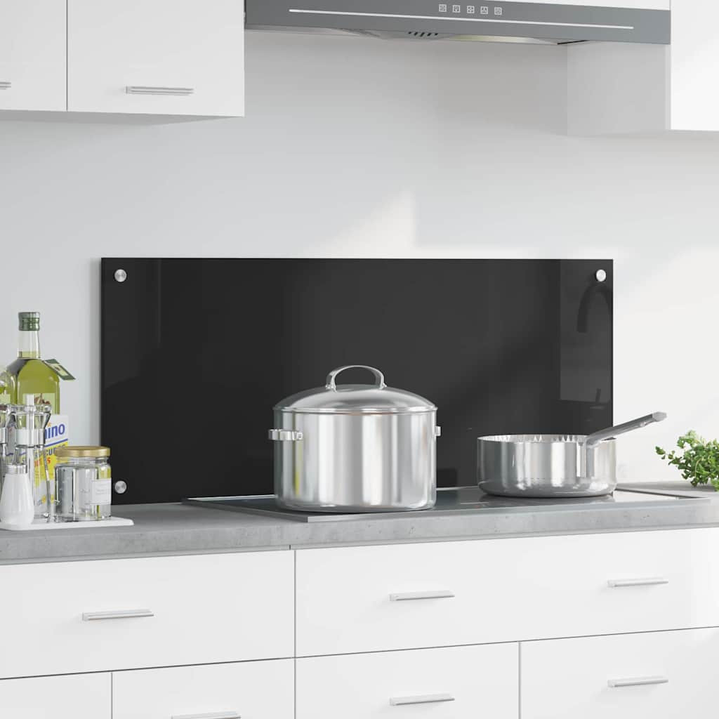 vidaXL Küchenrückwand Schwarz 100 x 40 cm Gehärtetes Glas