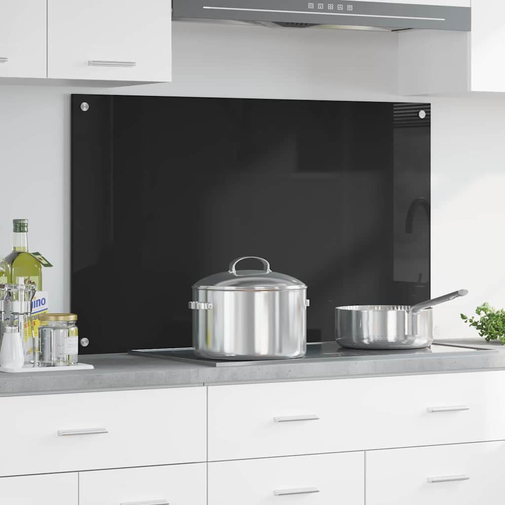 vidaXL Küchenrückwand Schwarz 100 x 60 cm Gehärtetes Glas