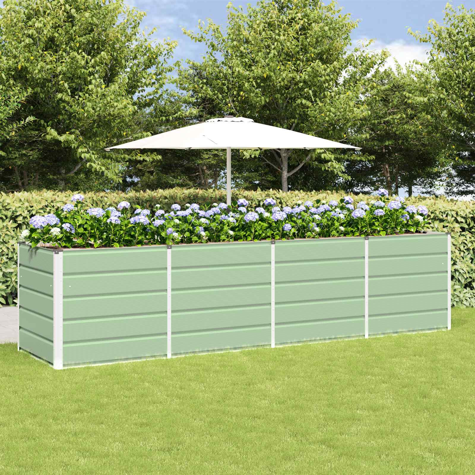 vidaXL Pflanzkübel Grün 320 x 80 x 75 cm Stahl