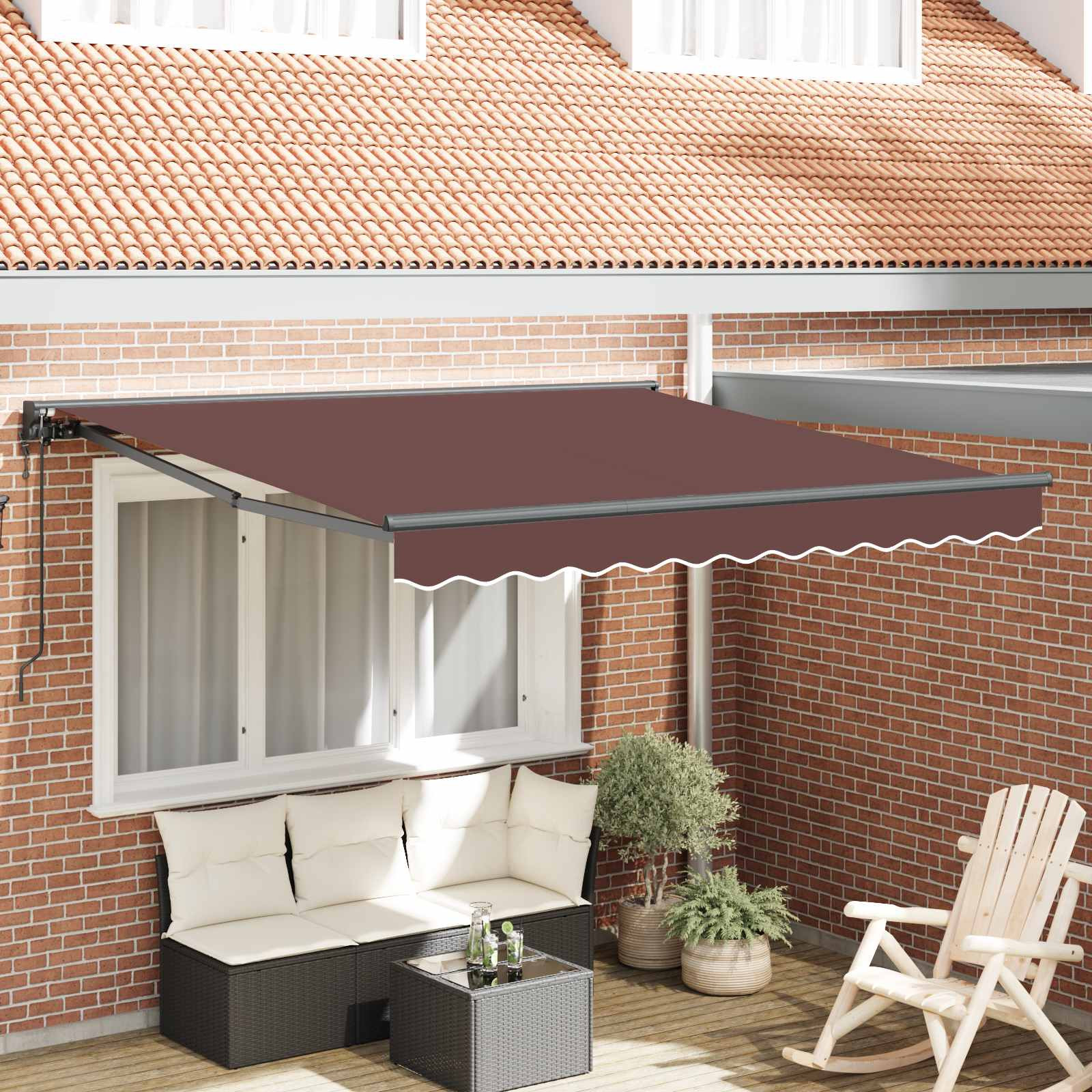 vidaXL Markisenrahmen Braun 300 x 250 cm Polyester mit PU-Beschichtung