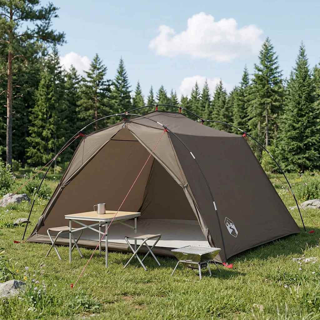 vidaXL Tunnelzelt Braun und Grau 4-Personen