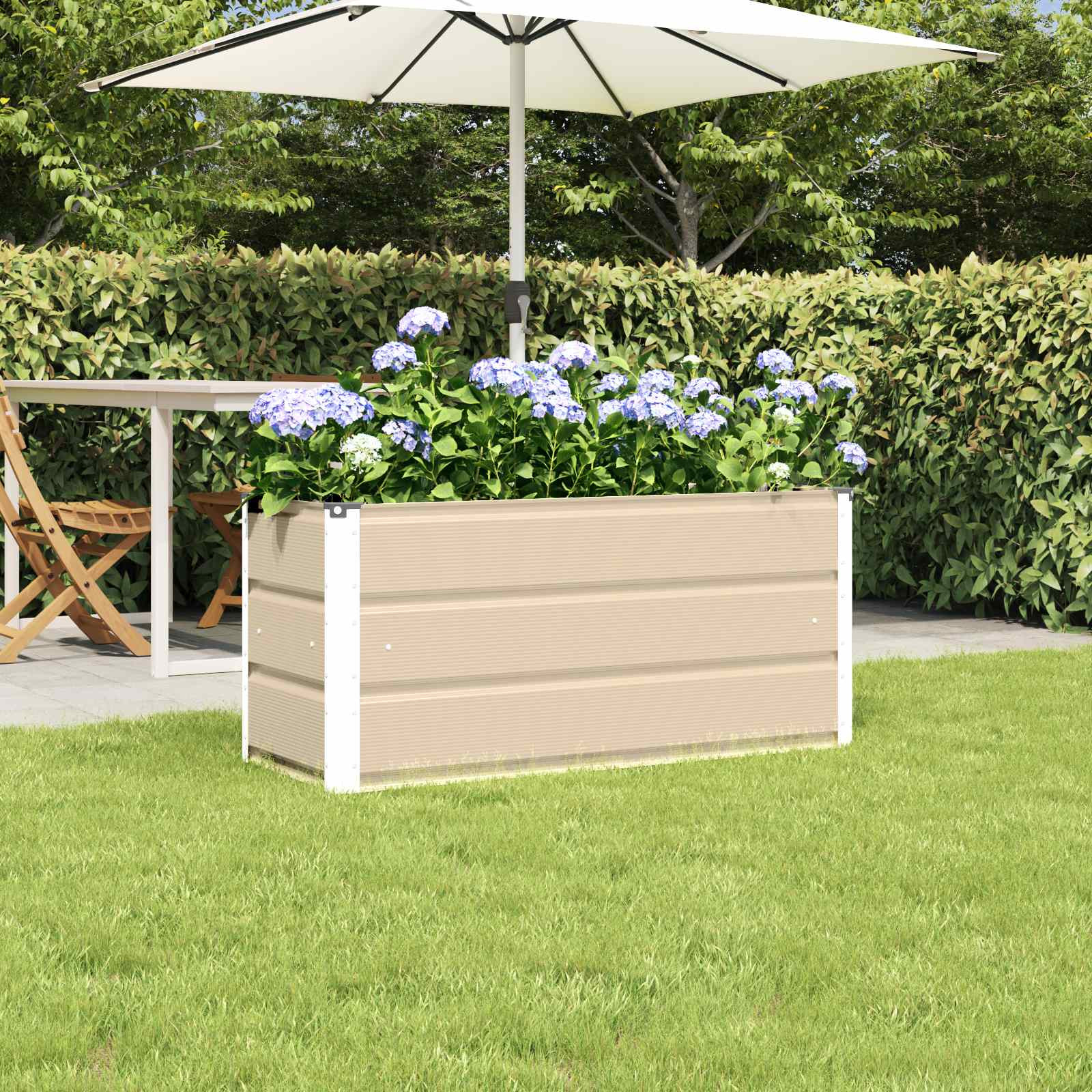 vidaXL Pflanzkübel Elfenbein 100 x 40 x 45 cm Stahl