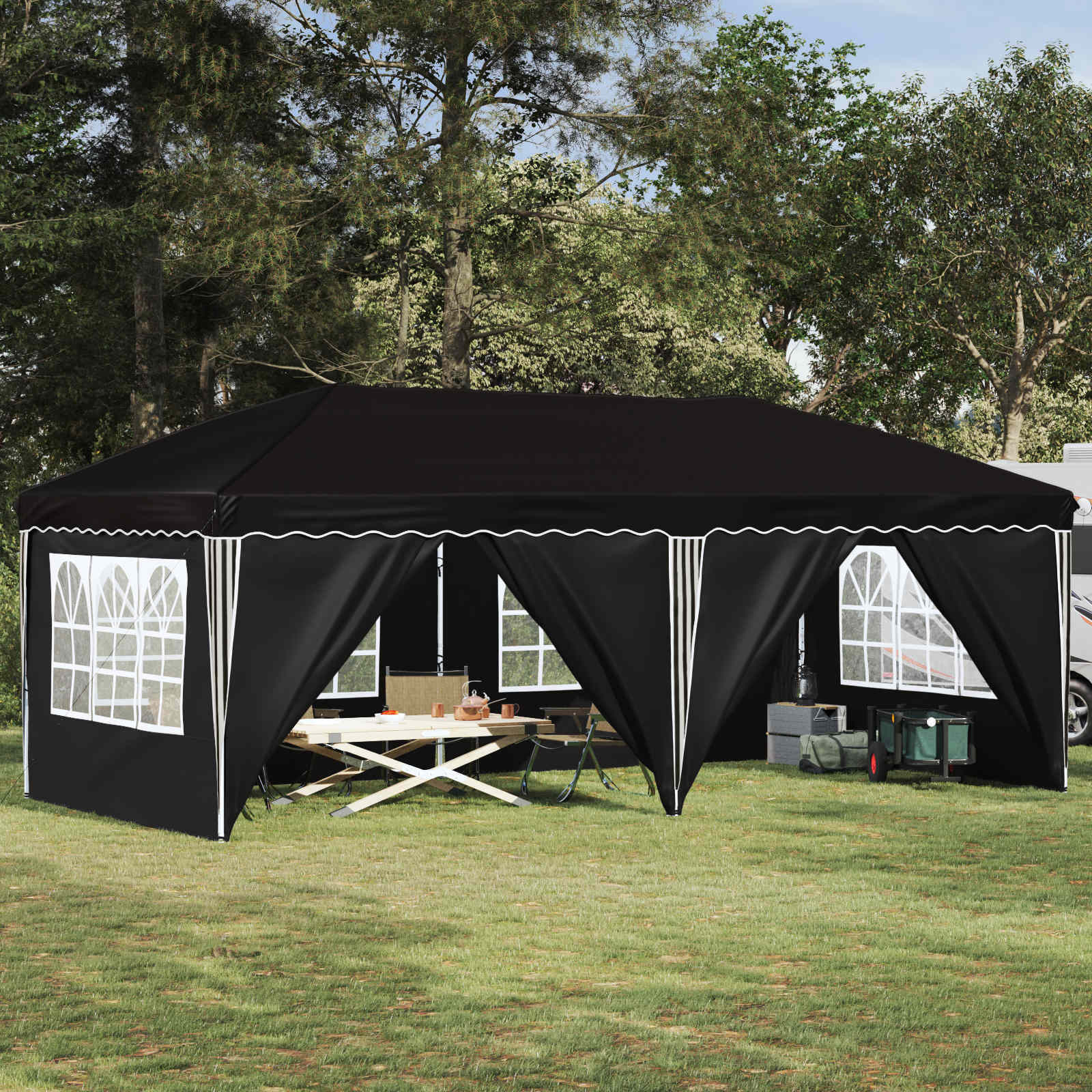 vidaXL Pop-up Partyzelt 575 x 288 x 245 cm Schwarz