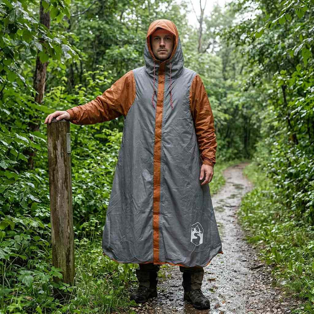 vidaXL 2-in-1 Regenponcho mit Kapuze Grau und Orange