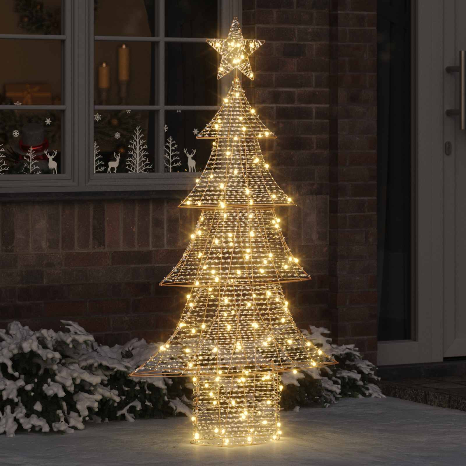 vidaXL Weihnachtsbaum mit 160 LEDs Warmweiß 151 cm PET